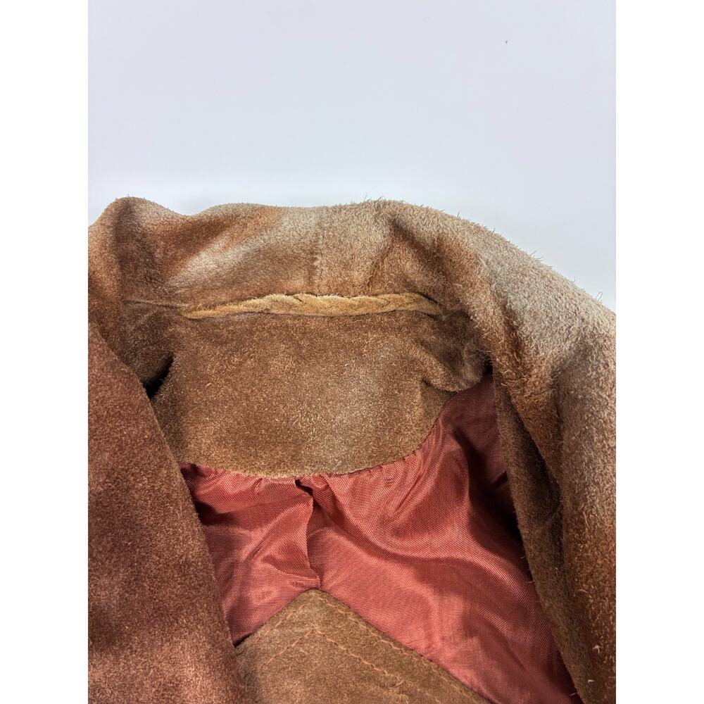 Vintage 70s Francoise Moreau Suede Belted Boho Western Blazer Jacket Brown S - Picture 4 of 9